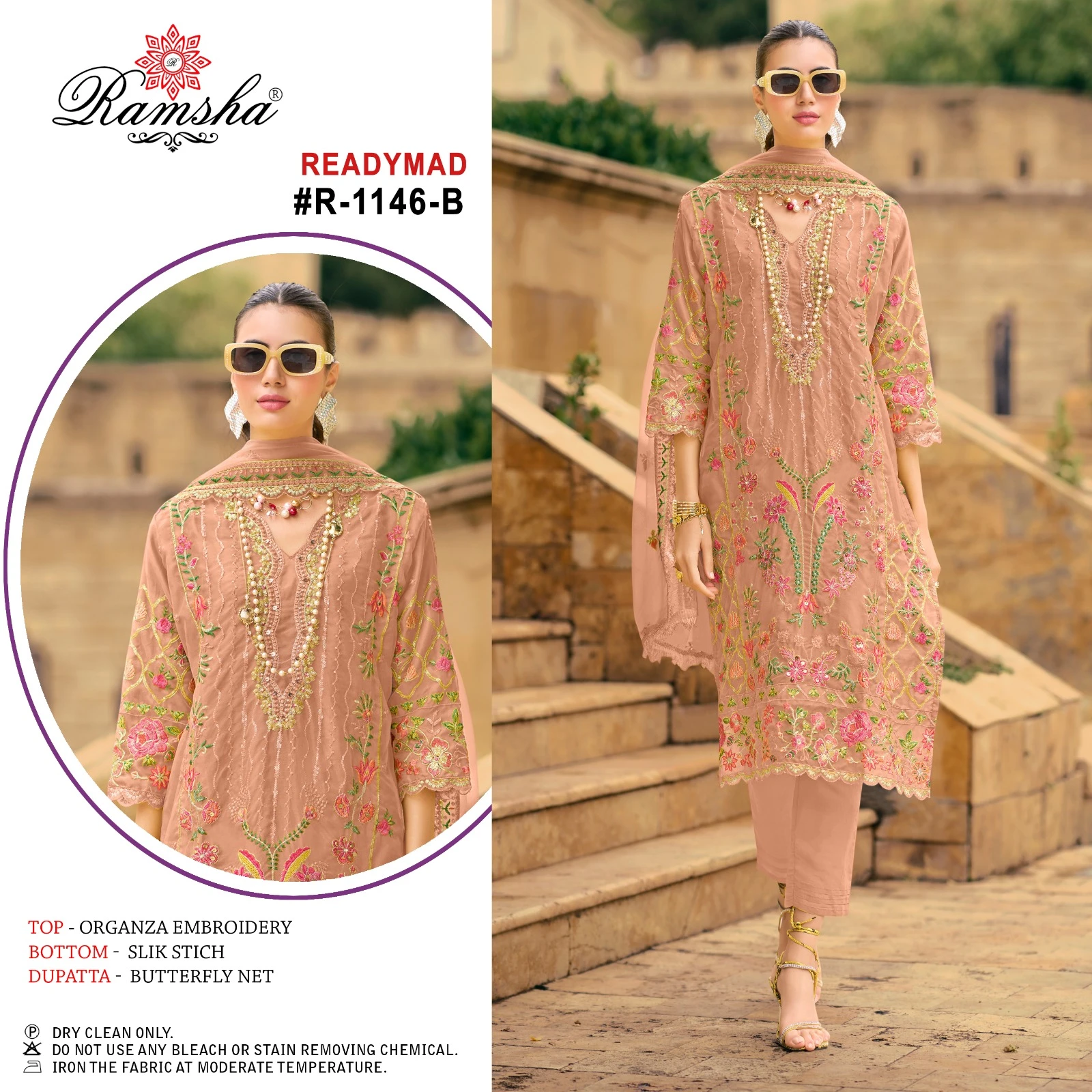 Ramsha R-1146 Nx Organza Wholesale Pakistani Readymade Salwar Suit Catalog — Wholesale Salwar Suits, MPA wholesale from Surat — view 3